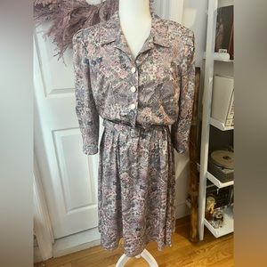 Vintage floral secretary dress w/ matching belt